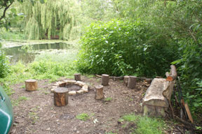 Camp fire site overlooking bay in the River  Avon